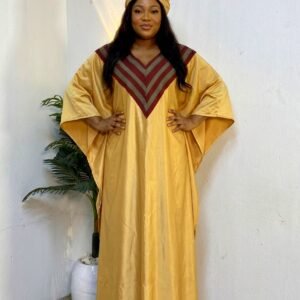 Golden Yellow with Aso-oke Neckline Kaftan.