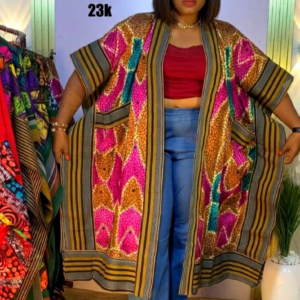 100% Cotton Ghana-Wax with Aso-Oke Kimono