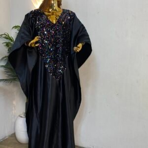 Black on multicolour sequin kaftan