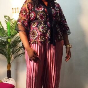 Sample Lace Top on Pleated Pant(Exclusive Piece)