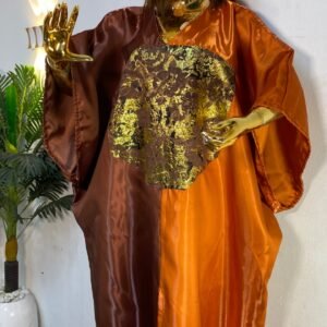 Classy 2Shade Liqiud Mikado With Damask Neckline Kaftan